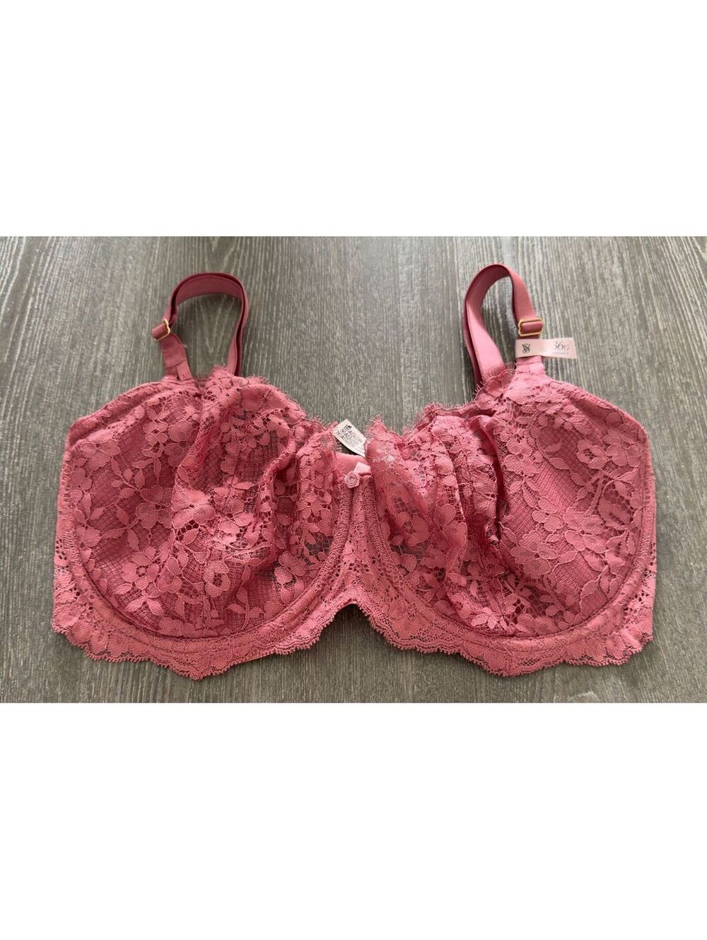 Victoria's Secret Dream Angels Wicked Unlined Mauve Lace Balconette Bra 36G